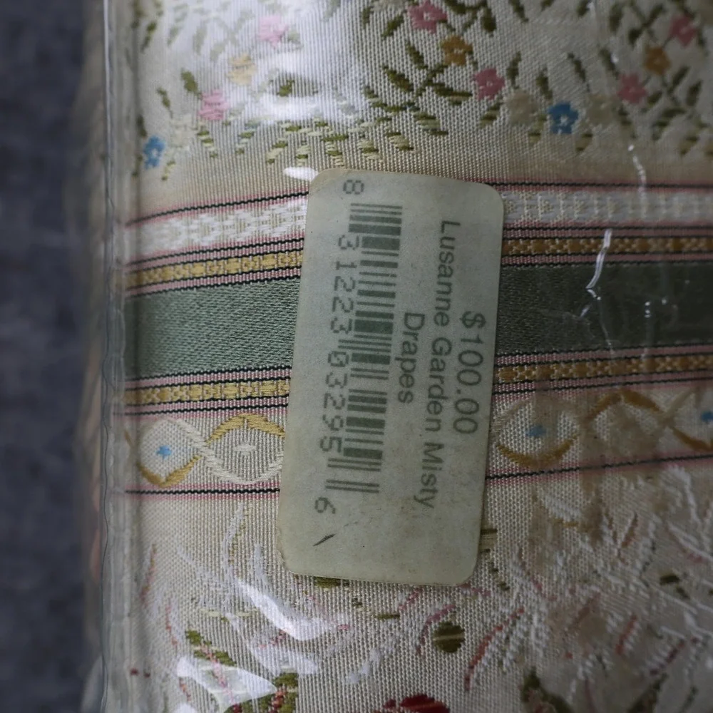 Living Quarters Lusanne Window Drapery Pair 84x84 Beige Floral Lined Rod Pocket